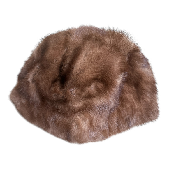 Vintage Brown Mink Fur Hat Women's One Size 22" Circumference - Picture 1 of 7